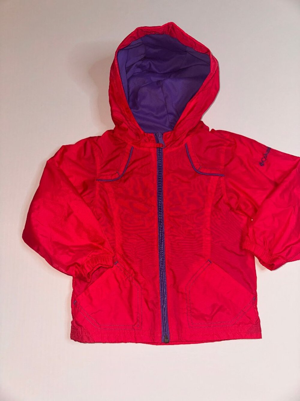 Columbia kids Rain Jacket Windbreaker Jacket Size 4T Fleece Lined PINK #614